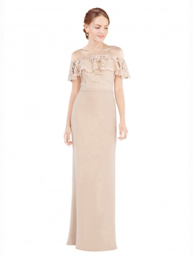 Off the Shoulder Sleeves Sheath Chiffon Prom Dress