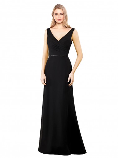 V-Neckline Chiffon Prom Dress with Draped Bodice
