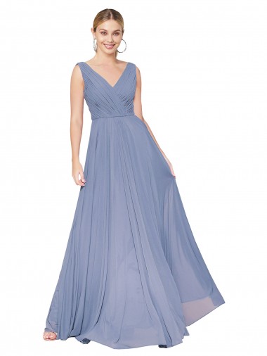 Floor Length High Neck V-Back Chiffon Prom Dress