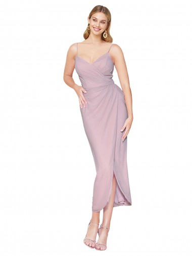 Short Knee Length Chiffon Wrap Cocktail Prom Dress / Homecoming Dress with Straps