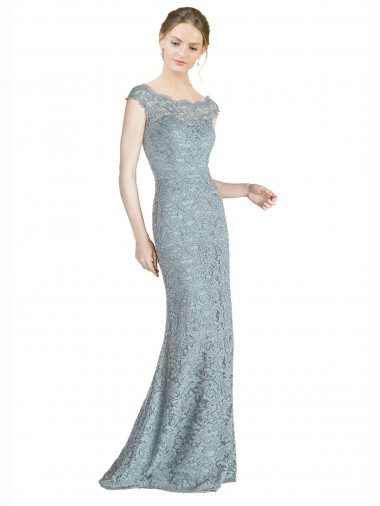 Off the Shoulder Mermaid Lace Prom Dress with Cap Sleeves