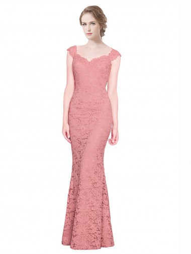 Sweetheart Mermaid Long Lace Prom Dress with Wide Straps