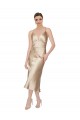 Empire Waist Silky Satin Midi Length Cocktail Dress / Prom Dress
