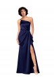 One Shoulder Silky Satin Prom Dress with Skirt Slit
