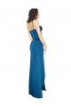 Full Length Bustier Style Long Silky Satin Prom Dress with Low Back