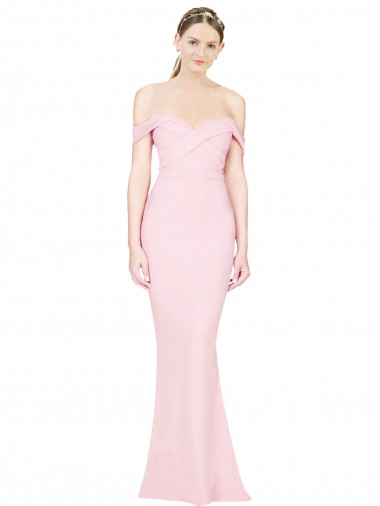 Full Length Off the Shoulder Prom Dress with Twist Front