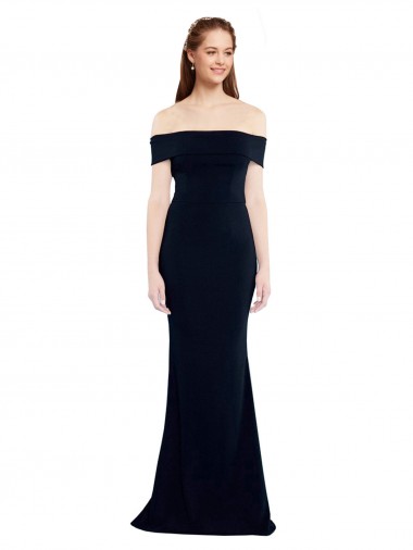 Off the Shoulder Fitted Crepe Prom Dress with Back Cut Out