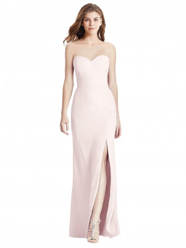 Strapless Crepe Trumpet Prom Dress with Front Slit