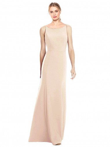 V-Spaghetti Strap Open Back Bateau Neck Trumpet Prom Dress
