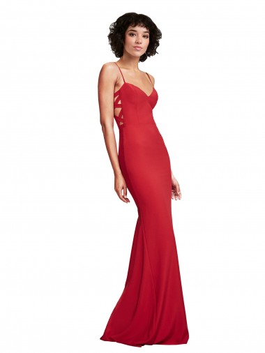Spaghetti Strap Slip Neckline Crepe Prom Dress