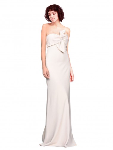 Strapless Crepe Fitted Prom Dress with Twist Bow