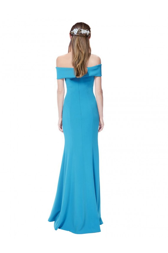 Off the Shoulder Crepe Prom Dress with Fitted Silhouette