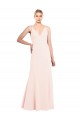 Slim A-Line V-Neck Long Stretch Crepe Prom Dress with V-Back