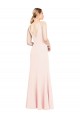 Slim A-Line V-Neck Long Stretch Crepe Prom Dress with V-Back