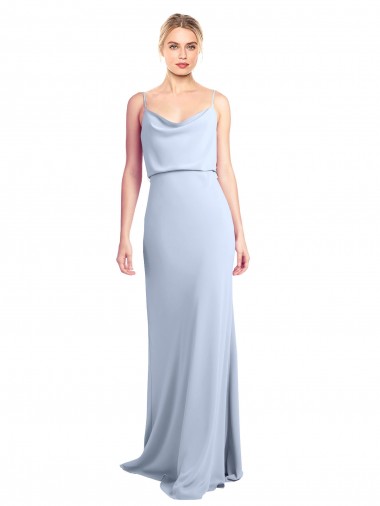 Feminine Cowl Neck Slim Floor Length Stretch Crepe Prom Dress