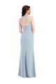 Open Back Halter Maxi Crepe Prom Dress with Draped Bow