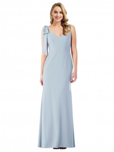 V-Back Bow Shoulder Trumpet Prom Dress