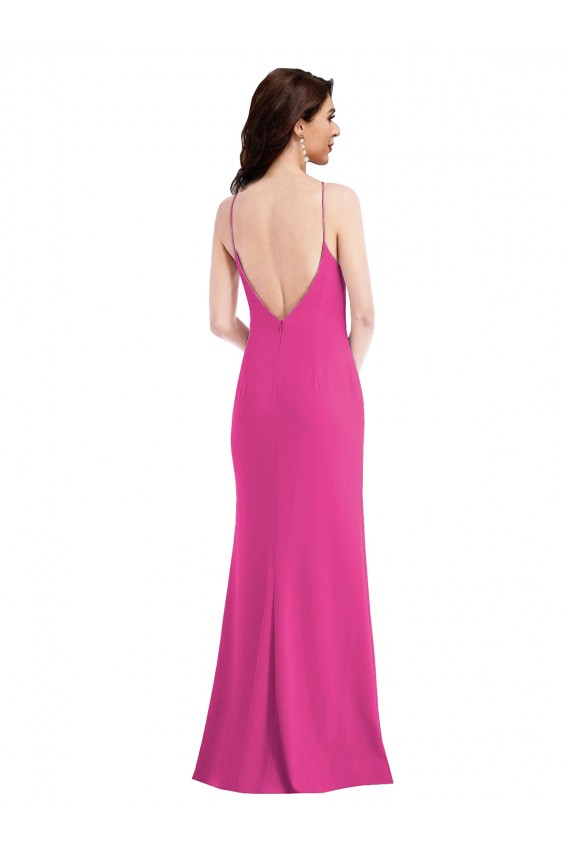 Open Back High Neck Halter Trumpet Crepe Prom Dress