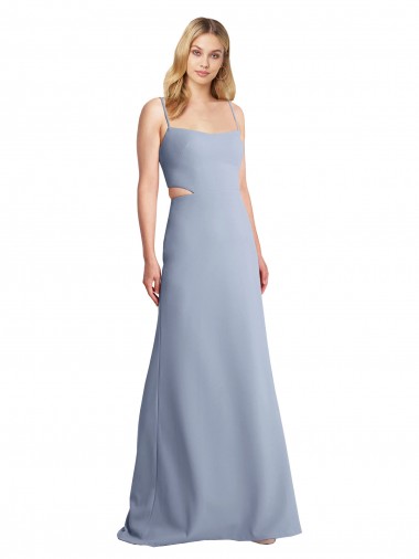 Feminine Scoop Neckline Long Crepe Slip Prom Dress 