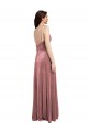 Low Scoop Back Long V-Neck Velvet Slip Prom Dress